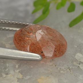 Pietra del sole naturale arancione da 4,03 ct, taglio ovale, traslucido