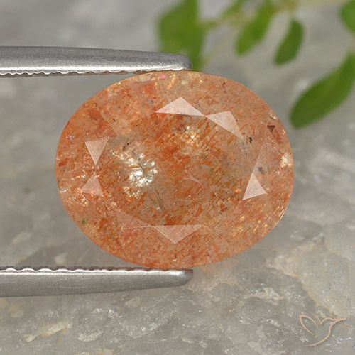 4.32ct Naturale Arancione rossastra Pietra solare, Ovale, Traslucido