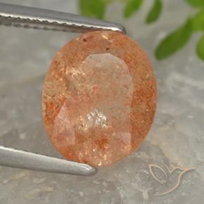 Pietra solare Arancione rossastra naturale da 4.32 ct, Ovale, Traslucido