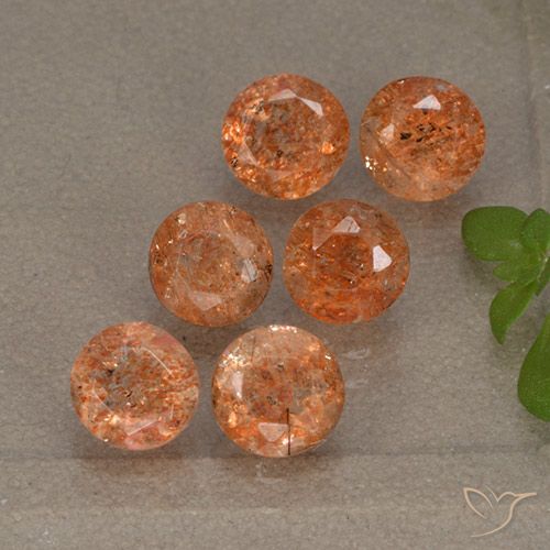 3.13ctw Naturale Arancione rossastra Pietra solare, Rotondo, Traslucido