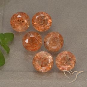 Gemme di Pietra solare Arancione rossastra naturale da 3.13 ct, Rotondo, Traslucido