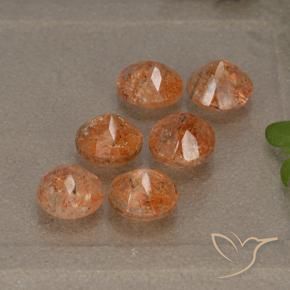 Gemme di Pietra solare Arancione rossastra naturale da 3.13 ct, Rotondo, Traslucido