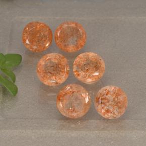 Gemme di Pietra solare Arancione rossastra naturale da 3.64 ct, Taglio rotondo, Traslucido