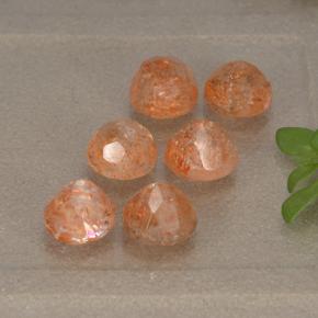 Gemme di Pietra solare Arancione rossastra naturale da 3.64 ct, Taglio rotondo, Traslucido