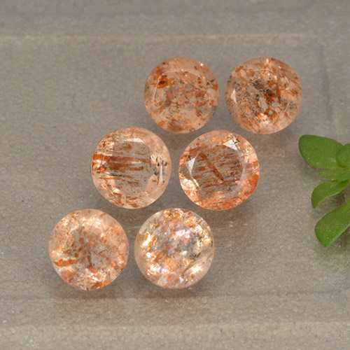 Gemme di Pietra solare Arancione rossastra naturale da 3.51 ct, Taglio rotondo, Traslucido