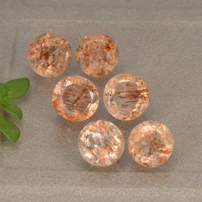 Gemme di Pietra solare Arancione rossastra naturale da 3.51 ct, Taglio rotondo, Traslucido