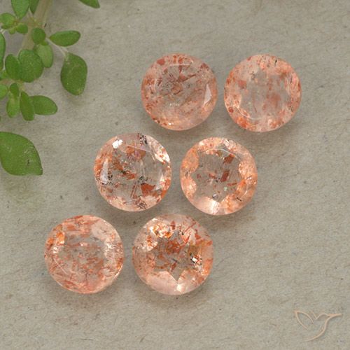 3.22ctw Naturale Arancione chiaro Pietra solare, Rotondo, Traslucido