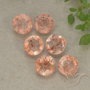Gemme di Pietra solare Arancione chiaro naturale da 3.22 ct, Rotondo, Traslucido
