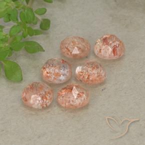Gemme di Pietra solare Arancione chiaro naturale da 3.22 ct, Rotondo, Traslucido