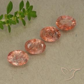 Gemme di Pietra solare Arancio Medio naturale da 3.07 ct, Ovale, Traslucido