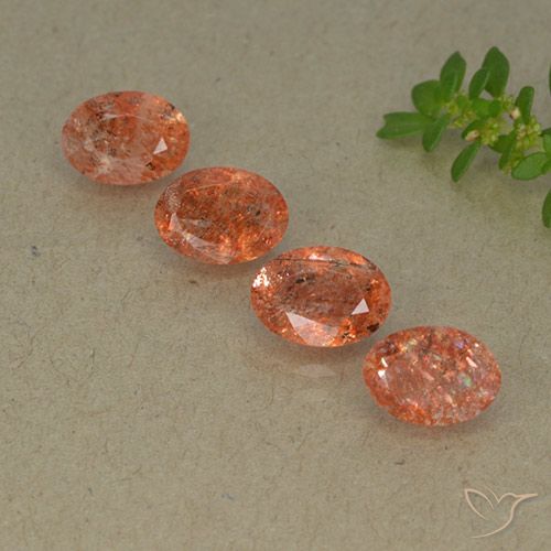 3.11ctw Naturale Arancione rossastra Pietra solare, Ovale, Traslucido