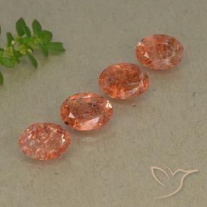 Gemme di Pietra solare Arancione rossastra naturale da 3.11 ct, Ovale, Traslucido