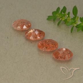 Gemme di Pietra solare Arancione rossastra naturale da 3.11 ct, Ovale, Traslucido
