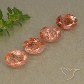 Gemme di Pietra solare Arancio Medio naturale da 3.06 ct, Ovale, Traslucido