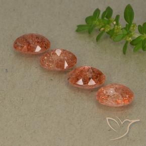 Gemme di Pietra solare Arancio Medio naturale da 3.06 ct, Ovale, Traslucido