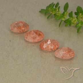 Gemme di Pietra solare Arancione rossastra naturale da 3.37 ct, Ovale, Traslucido