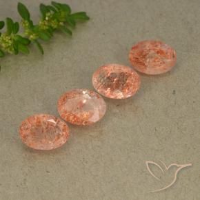 Gemme di Pietra solare Arancio medio-chiaro naturale da 3.36 ct, Ovale, Traslucido