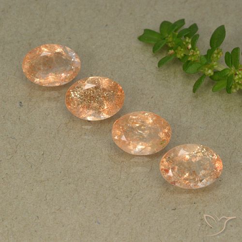 2.97ctw Naturale Cantalupo Arancia Pietra solare, Ovale, Traslucido