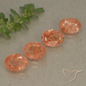 Gemme di Pietra solare Pompelmo Arancia naturale da 2.95 ct, Ovale, Traslucido