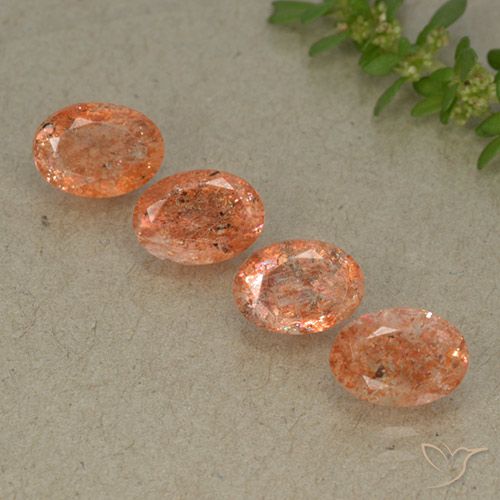 3.58ctw Naturale Arancione rossastra Pietra solare, Ovale, Traslucido