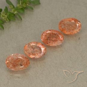 Gemme di Pietra solare Arancione rossastra naturale da 3.58 ct, Ovale, Traslucido