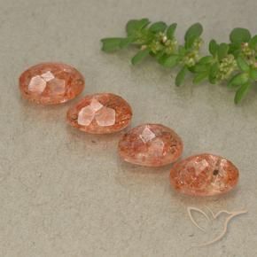 Gemme di Pietra solare Arancione rossastra naturale da 3.58 ct, Ovale, Traslucido