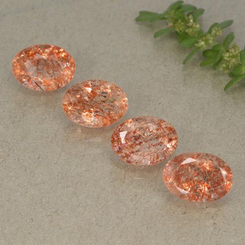 Gemme di Pietra solare Arancione rossastra naturale da 3.64 ct, Taglio ovale, Traslucido