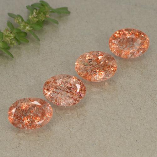 Gemme di Pietra solare Arancione rossastra naturale da 3.64 ct, Taglio ovale, Traslucido