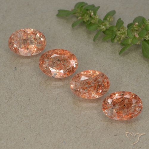 3.02ctw Naturale Arancione rossastra Pietra solare, Ovale, Traslucido