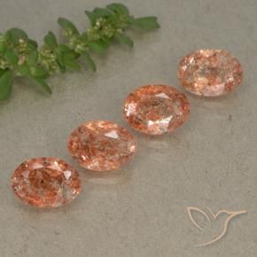 Gemme di Pietra solare Arancione rossastra naturale da 3.02 ct, Ovale, Traslucido