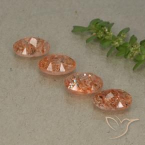 Gemme di Pietra solare Arancione rossastra naturale da 3.02 ct, Ovale, Traslucido