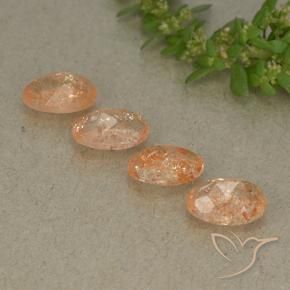 Gemme di Pietra solare Arancione chiaro naturale da 2.94 ct, Ovale, Traslucido