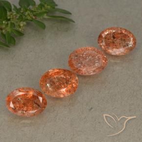 Gemme di Pietra solare Arancio Medio naturale da 3.06 ct, Ovale, Traslucido