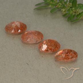 Gemme di Pietra solare Arancio Medio naturale da 3.06 ct, Ovale, Traslucido