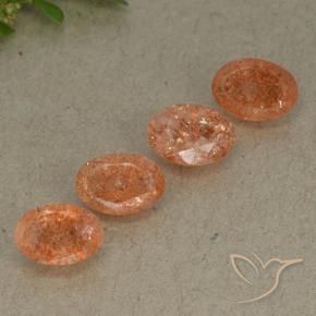 Gemme di Pietra solare Arancio Medio naturale da 3.08 ct, Ovale, Traslucido