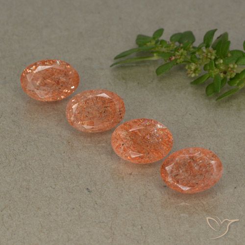 3.58ctw Naturale Arancione rossastra Pietra solare, Ovale, Traslucido
