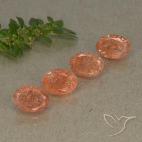Gemme di Pietra solare Arancione rossastra naturale da 3.58 ct, Ovale, Traslucido