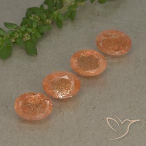 Gemme di Pietra solare Arancio Medio naturale da 3.69 ct, Ovale, Traslucido