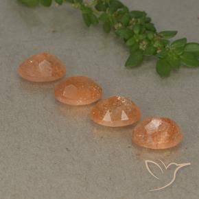 Gemme di Pietra solare Arancio Medio naturale da 3.69 ct, Ovale, Traslucido