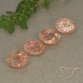 Gemme di Pietra solare Arancio tigre chiaro naturale da 3.39 ct, Ovale, Traslucido