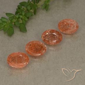 Gemme di Pietra solare Pompelmo Arancia naturale da 3.22 ct, Ovale, Traslucido