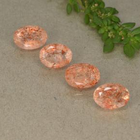 Pietra del sole naturale arancione da 3,36 ct, taglio ovale, traslucido