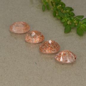 Pietra del sole naturale arancione da 3,36 ct, taglio ovale, traslucido