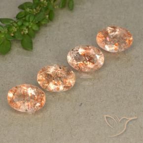 Gemme di Pietra solare Arancione chiaro naturale da 3.25 ct, Ovale, Traslucido