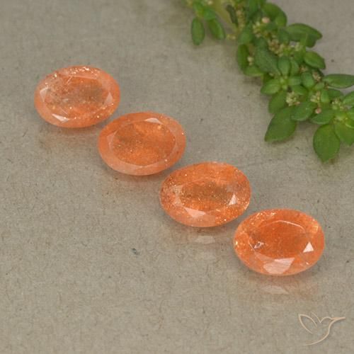 3.46ctw Naturale Arancione scuro Pietra solare, Ovale, Traslucido