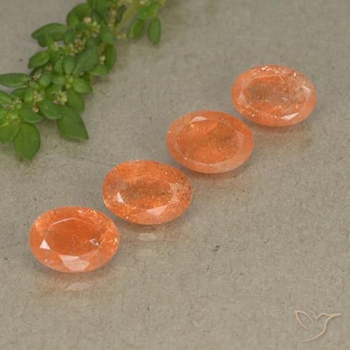 Gemme di Pietra solare Arancione scuro naturale da 3.46 ct, Ovale, Traslucido