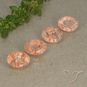 Gemme di Pietra solare Arancione chiaro naturale da 3.48 ct, Ovale, Traslucido