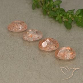 Gemme di Pietra solare Arancione chiaro naturale da 3.48 ct, Ovale, Traslucido