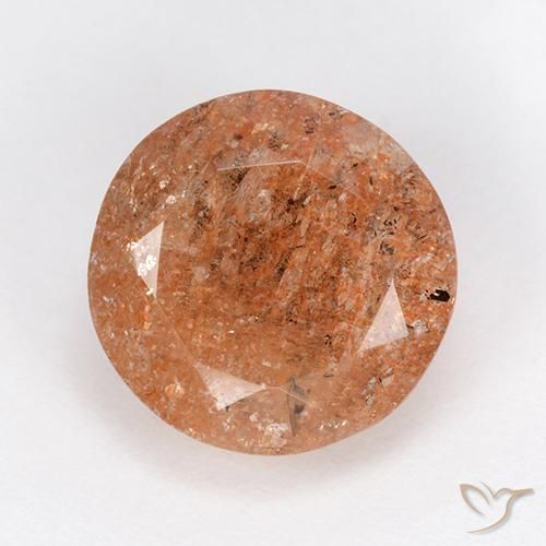 Pietra del sole naturale arancione da 6,01 ct, taglio rotondo, traslucido
