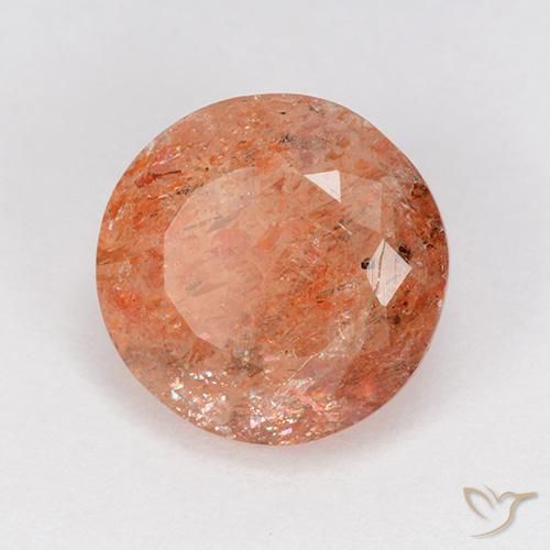 4.69ct Naturale Arancione rossastra Pietra solare, Rotondo, Traslucido